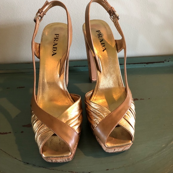 Prada gold sandals size 38 - Picture 2 of 7